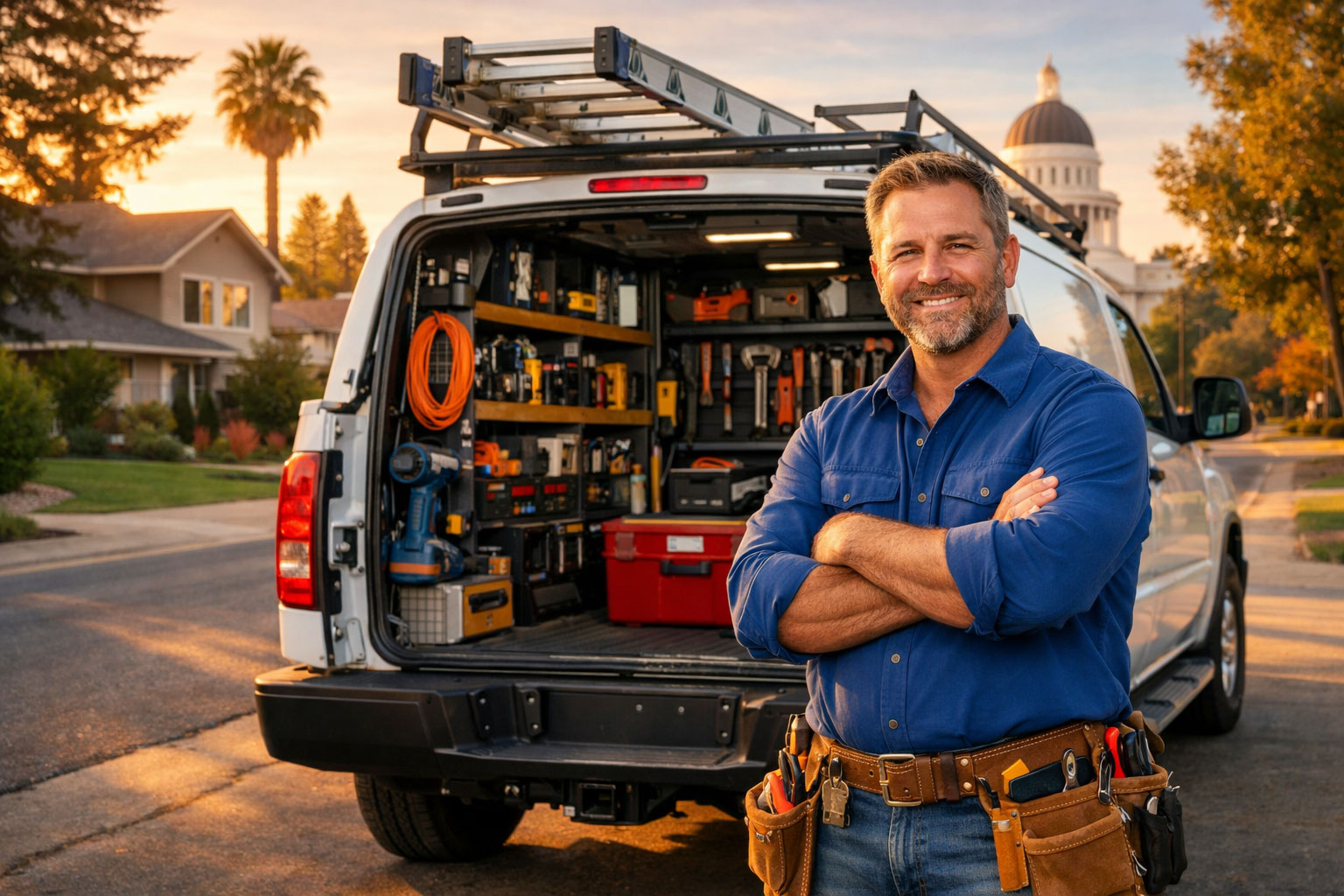 Professional handyman ready for home repair work in Sacramento